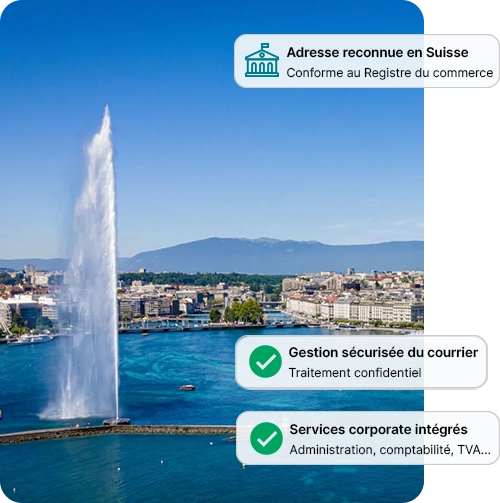 Jet d'eau Genève bureau entreprise domiciliation